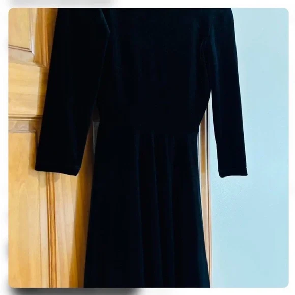 Elegant Black Velvet Dress - Picture 3 of 14